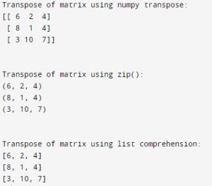 Toradh íomhá ar Matrix Transpose Python Code Flowchart