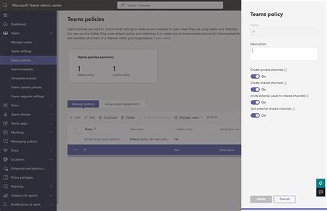 Toradh íomhá ar Microsoft Teams Admin Center