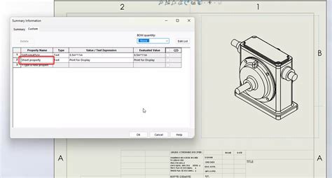 Toradh íomhá ar How to Link SolidWorks Part Properties to Assembly
