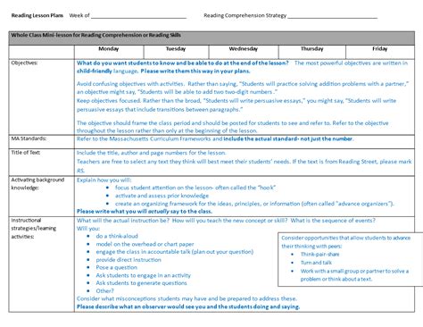 Image result for Annotated Lesson Plan Template