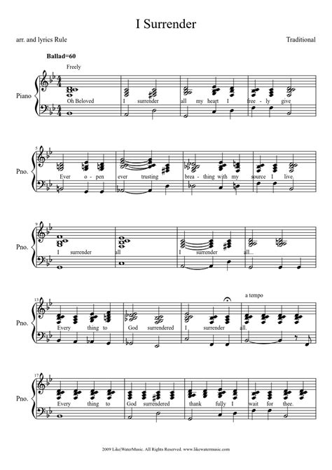 Image result for I Surrender Sheet Music