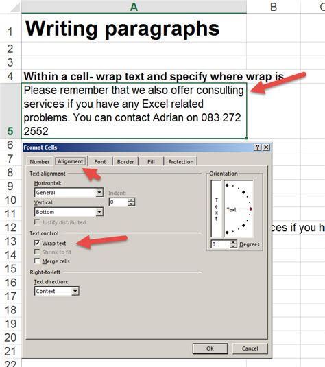 Image result for How to Write Paragraphs in Excel