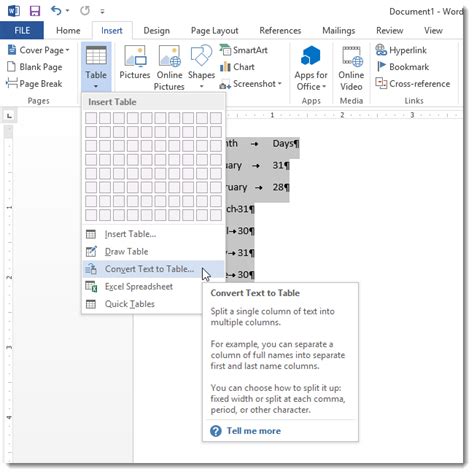 Toradh íomhá ar Convert Table to Text Icon On Word