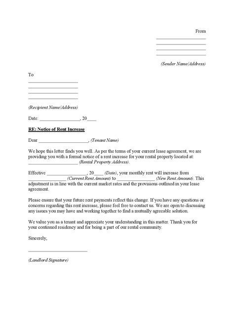 Image result for Rent Increase Notice Form