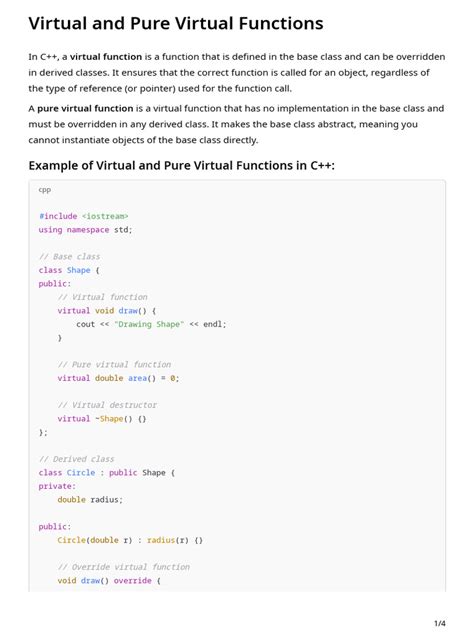 Image result for Pure Virtual Functions Purpose