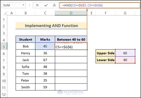 Toradh íomhá ar Between Function Excel