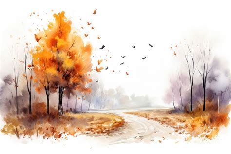 Autumn life landscape painting outdoors. | Premium Photo Illustration ...