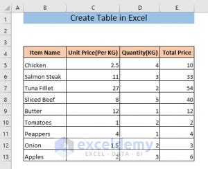 Image result for Create a Table Download in Excel