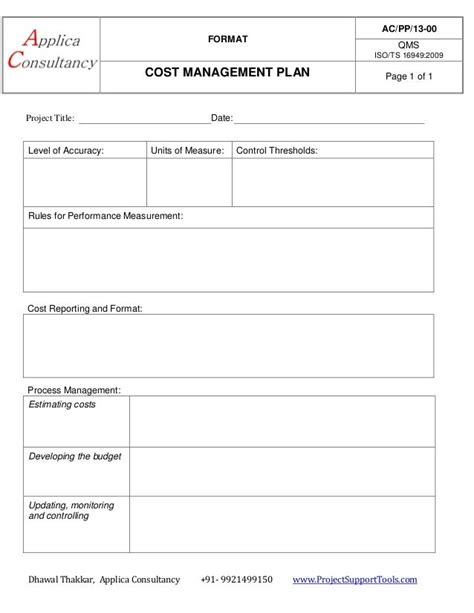 Afbeeldingsresultaten voor Cost Management Plan Template