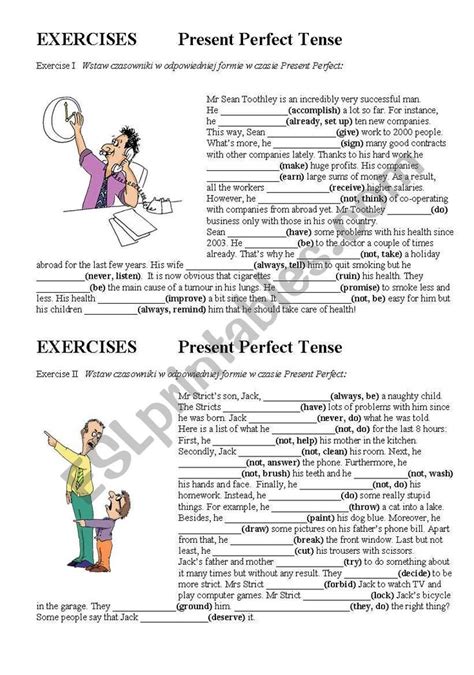Image result for Present Perfect Tense Fill Up Worksheet