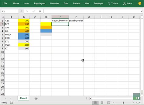 Image result for Excel Sum by Color Cells