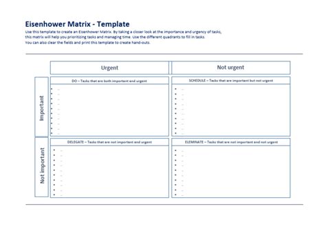 Image result for Printable Eisenhower Matrix Template