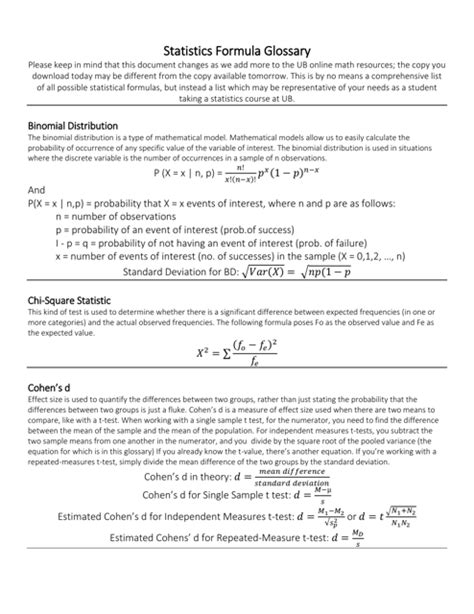 Intro to Statistics Formula Sheet に対する画像結果