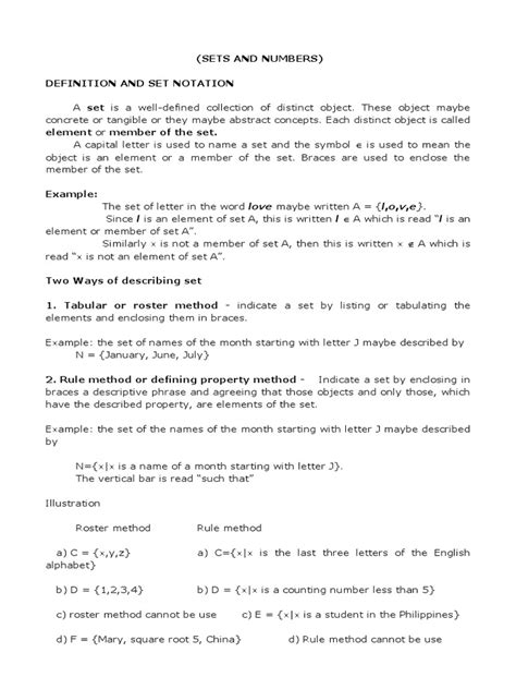 Image result for Sets Formula Sheet