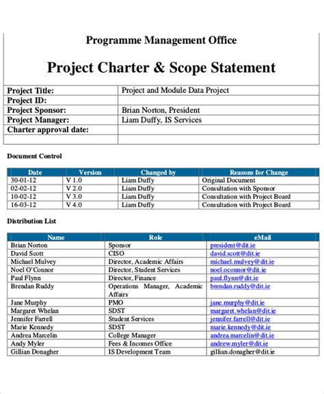 Toradh íomhá ar Project Management Charter Sections