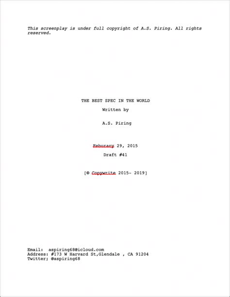 TV Script Title Page Format に対する画像結果