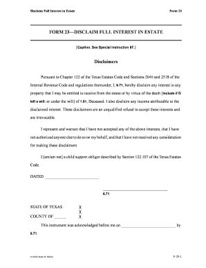 Toradh íomhá ar Disclaimer Inheritance Form Template