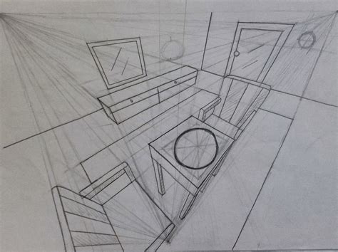 3 Point Perspective Interior Drawing
