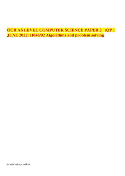 Image result for OCR Computer Science Paper