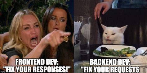 Afbeeldingsresultaten voor Frontend/Backend API Meme