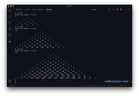 Image result for Pascal Triangle Inverted in C