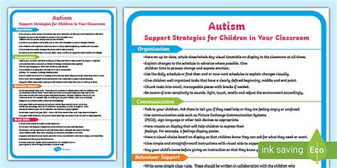 Image result for Assistive Support Plan Template for Autism