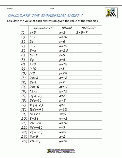 Image result for Algebra Worksheets