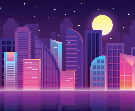Background Skyscraper at Night | FreeVectors