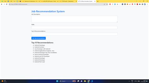 Toradh íomhá ar Job Recommendation System Histogram Graph