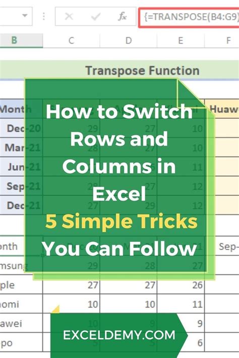 Image result for How to Switch Rows and Columns in Excel
