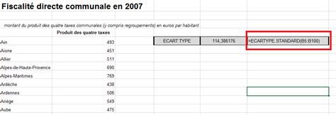 Image result for Ecart Type Excel