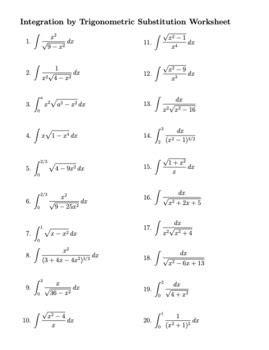 Image result for Integration by Substitution Worksheet.pdf