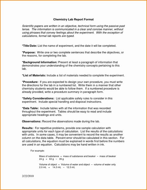 Image result for Formal Lab Report Example Chemistry