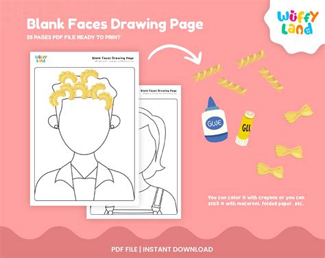 Blank Faces Drawing Pages Printable Download Preschool - Etsy