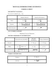 Intro to Statistics Formula Sheet に対する画像結果