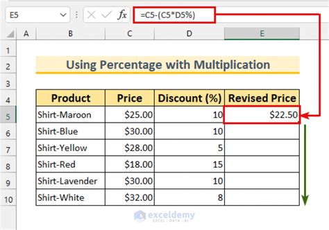 Toradh íomhá ar Excel-Formula Price Less Percentage