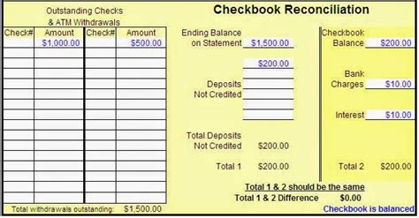 Afbeeldingsresultaten voor Checkbook Reconciliation Worksheet