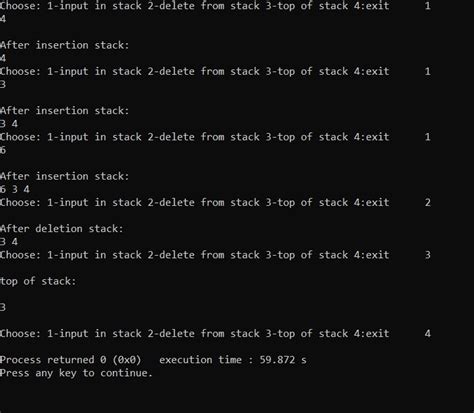Toradh íomhá ar Stack and Queue in C