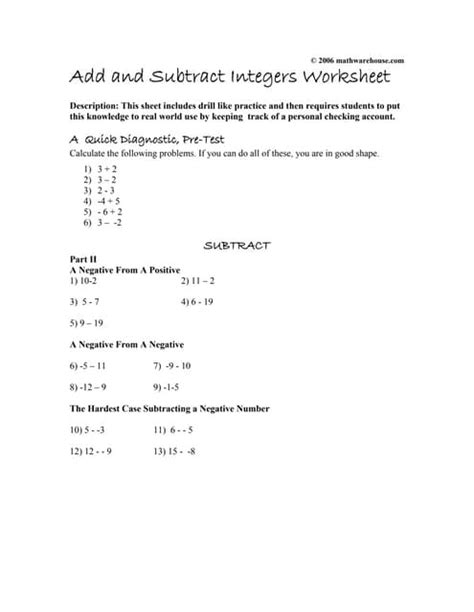 Image result for Worksheet On Integers Addition and Subtraction
