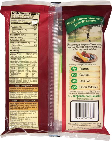 Afbeeldingsresultaten voor String Cheese Nutrition Label