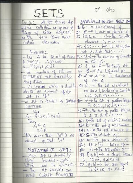 Image result for Sets Formula Sheet