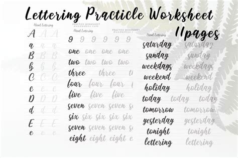 Toradh íomhá ar Brush Lettering Calligraphy Practice Sheets