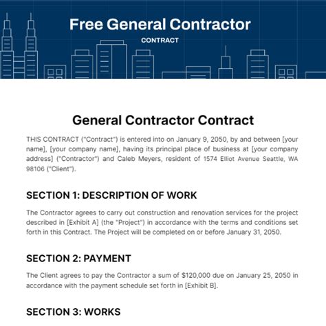 Image result for General Contractor Contract Template