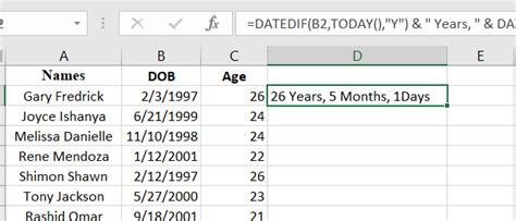Image result for How to Formulate Age in Excel