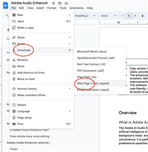 Toradh íomhá ar Google Doc to HTML