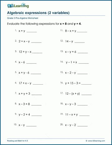 Find the Variable Grade 5 Worksheet に対する画像結果