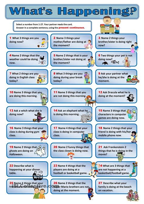 Present Continuous Speaking Activities-साठीचा प्रतिमा निकाल