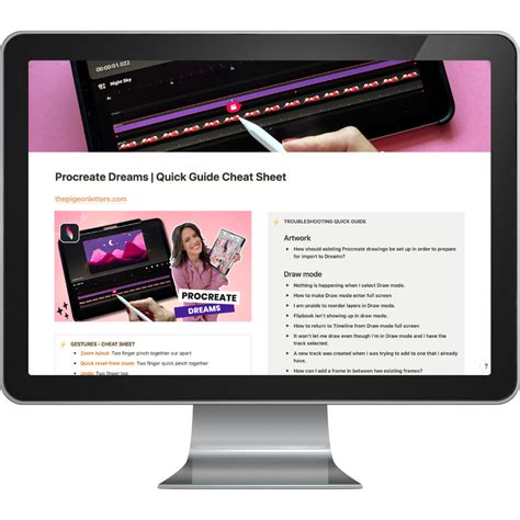 Toradh íomhá ar Procreate Dreams Cheat Sheet