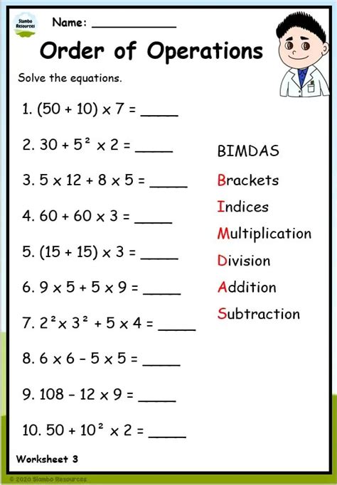 Afbeeldingsresultaten voor 5th Grade Math Order of Operations Worksheets