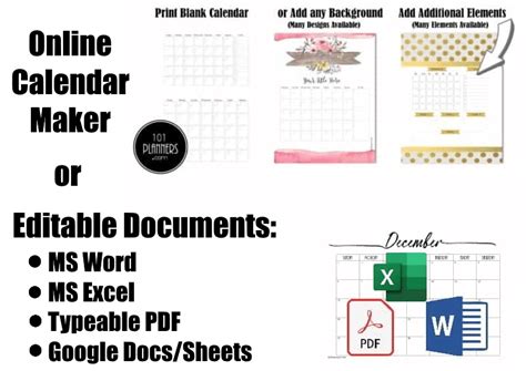 Image result for Free Edit Calendar Template